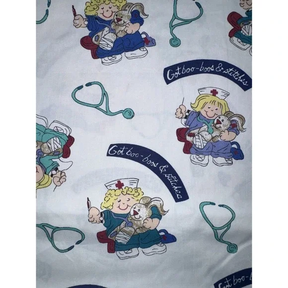 Fashion Scrubs Women's V Neck Scrub Top Plus Size 3XL Cute Nurse Stitching Bunny - Picture 3 of 5